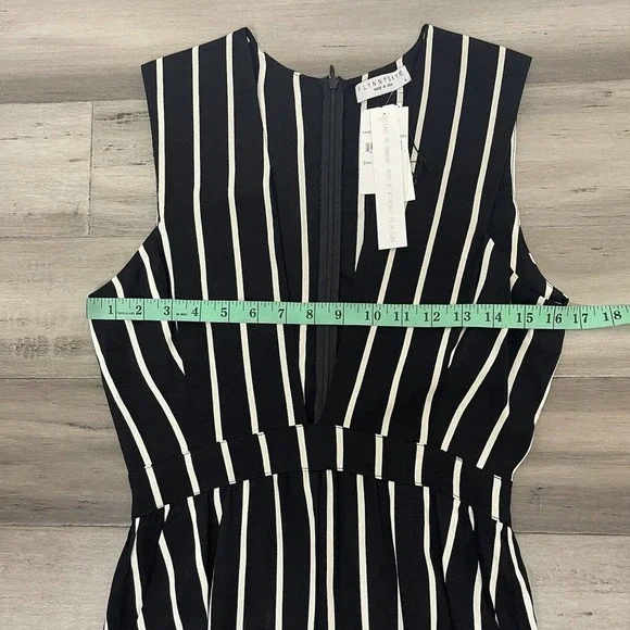 NWT Flynn Skye Florence Jumpsuit Plunge Neckline Black White S